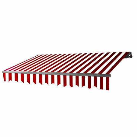 ALEKO 13 x 10 ft. Motorized Retractable Home Patio Canopy Awning, Red & White ABM13X10RWSTR05-UNB